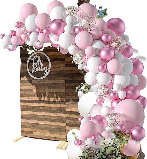 Σύνθεση με 107 Μπαλόνια Baby Shower Ροζ