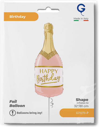 32” Pink Champagne Balloon Happy Birthday