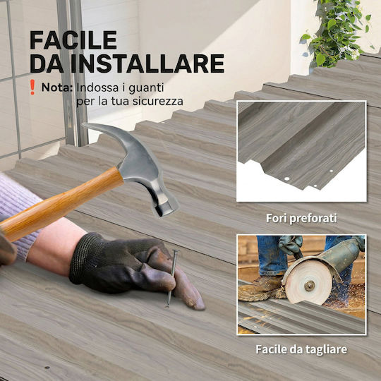 Outsunny Υλικό Περίφραξης Κήπου από Ατσάλι 129x45x45εκ. 12τμχ Γκρι