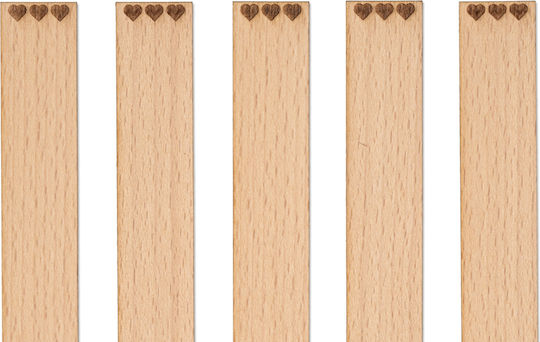 Fitiluri Din Lemn Cu Inimi Gravate 100x20x1 Mm 50 Bucăți