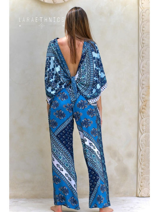 Damen Stoffhose in Gerade Bein Stil Camargue Blau