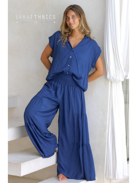 Damen Stoffhose mit Gummiband Denim