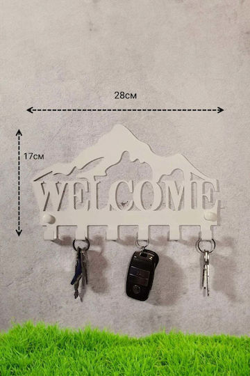 SteweHome Metal Wall Hanger 6 Hooks White 28x14x14cm