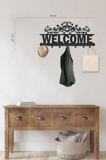 SteweHome Metal Wall Hanger 7 Hooks Beige 55x22x22cm