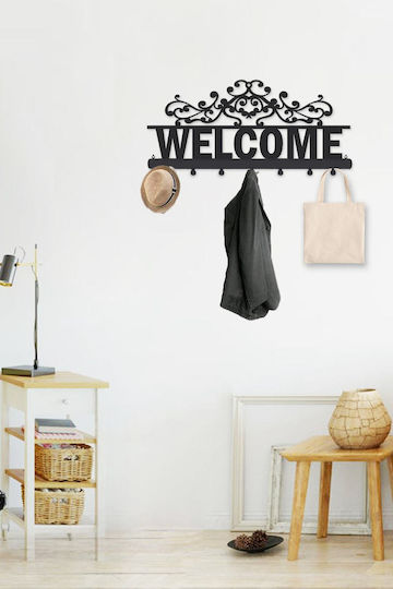 SteweHome Metal Wall Hanger 7 Hooks Beige 55x22x22cm