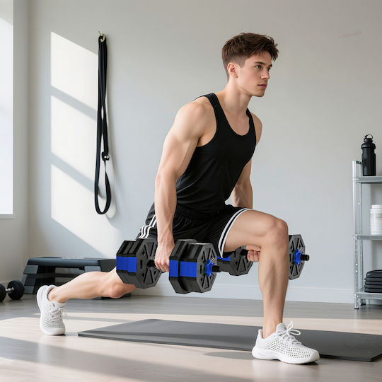 Sportnow Αλτήρες Σετ με Μπάρα Συνολικού Βάρους 20kg Ρυθμιζόμενοι με Βάση