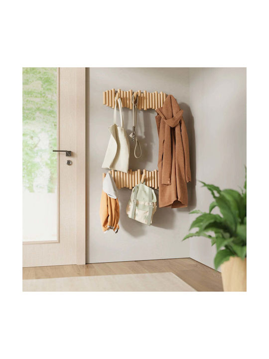 Umbra Wall Hanger Picket Wooden 8 Hooks Beige 61x4x17cm