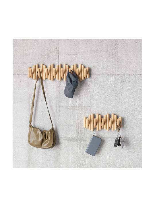 Umbra Wall Hanger Picket Wooden 8 Hooks Beige 61x4x17cm