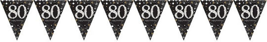 Banner Flags 80th Birthday Holographic Party 400cm