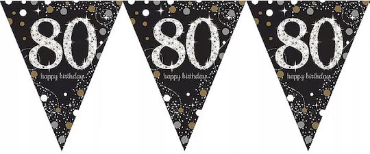 Banner Flags 80th Birthday Holographic Party 400cm
