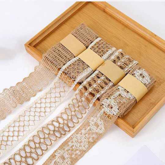 Papierband Blumen Beige 2m