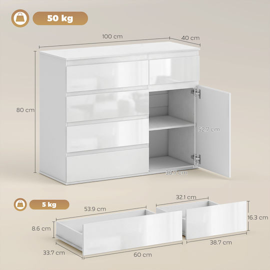 Бюро Шкаф Дървен Бял 100x40x80см Бюро Шкаф Дървен Бял 100x40x80см