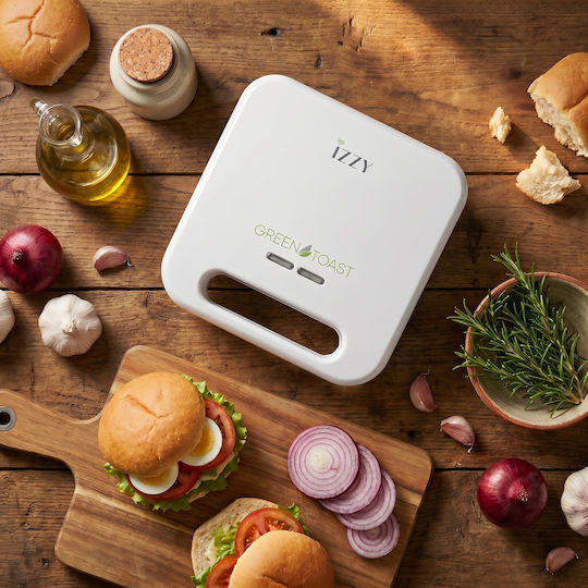 Izzy IZ-2010 Green Toast Sandwich Maker with Removable Plates for for 2 Sandwiches Sandwiches 800W White