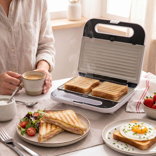 Izzy IZ-2010 Green Toast Sandwich Maker with Removable Plates for for 2 Sandwiches Sandwiches 800W White