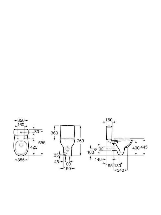 Victoria A342V03000 Stand-WC Rimless Ohne Deckel & Abdeckung Weiße