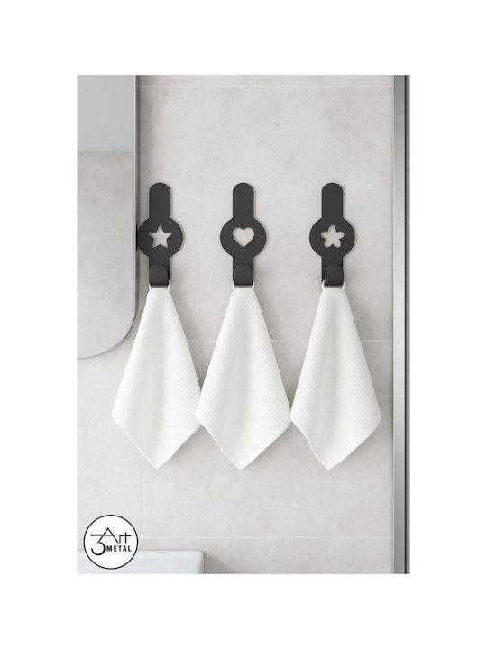SteweHome Double Bathroom Hook with Sticker Black