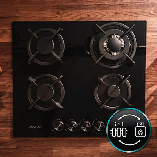 Cecotec Bolero Squad Gn 4200S Plită pe Gaz Autonomă 58x51cm Sticlă Neagră
