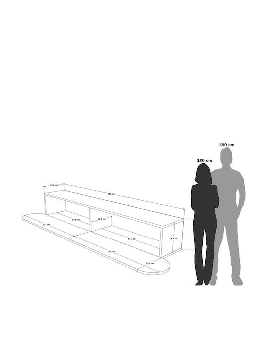 Έπιπλο Τηλεόρασης Μπεζ Μ180xΠ31xΥ30cm