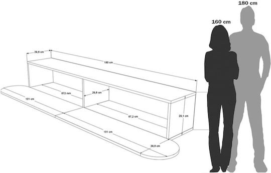 Έπιπλο Τηλεόρασης Μπεζ Μ180xΠ31xΥ30cm