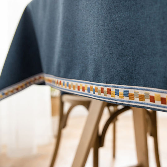FRIPIA Linen Royal Blue Tablecloth 140x200cm