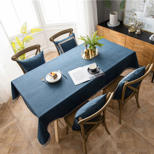FRIPIA Linen Royal Blue Tablecloth 140x200cm