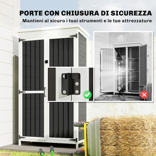 Double-leaf Wooden Outdoor Storage Cabinet 94x43x166 cm
