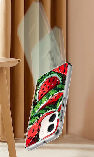 Oppo A5x Fotohülle Rückseite Wassermelone + 9h Gehärtetes Glas
