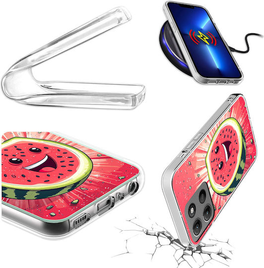 Motorola Moto G15 Foto Handyhülle Rückseite Wassermelone + Glas