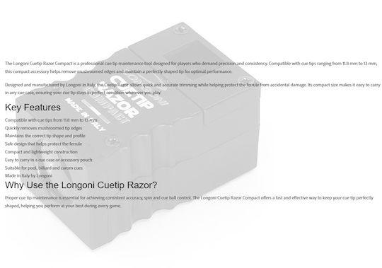 Longoni Cuetip Razor Compact Tool