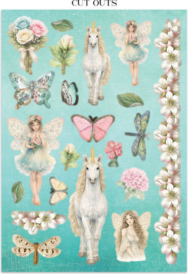 Junk Journal Αυτοκόλλητα Cut-outs Backgrounds Wonderland