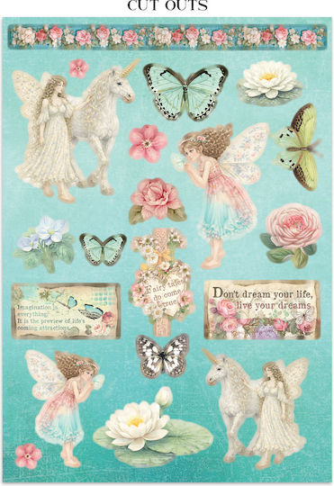 Junk Journal Αυτοκόλλητα Cut-outs Backgrounds Wonderland