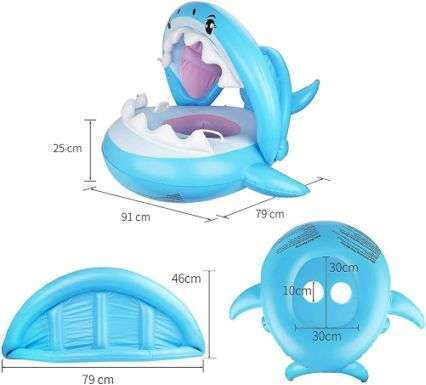 Baby Swimtrainer Life Jacket with Sunshade for 10 Years and Above Blue