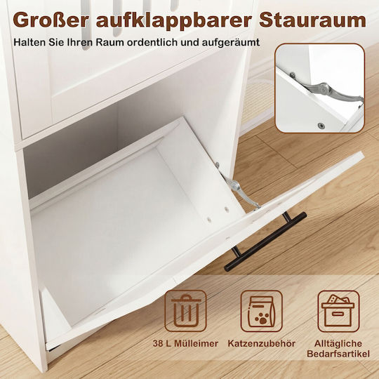 Costway Cat Litter Cabinet 2 Scratching Surfaces White 115 x 45 x 84 cm Ps7897wh