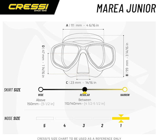 CressiSub Silicone Diving Mask with Snorkel Marea Vip Jr Transparent