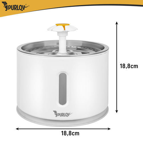 Purlov Automatic Stainless Steel Waterer / Fountain for Dog & Cat 2.4l 18.8cm in Blue Colour