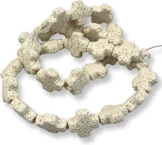 Natural Lava Cross White Cream 14mm – 40cm Series