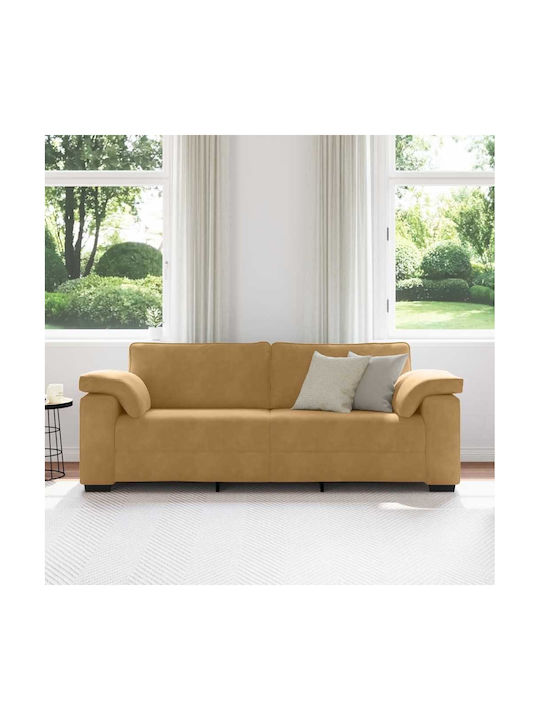 Three-Seater Velvet Brown Couch 220x77x82cm