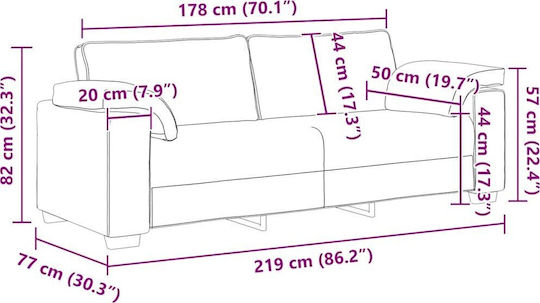 Canapea Cu Trei Locuri Din Catifea Maro 220x77x82cm