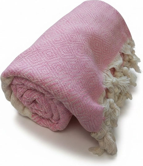 Pink Beach Towel with Fringes 180x85cm