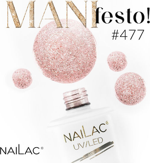 NaiLac Полутрайно Лак За Нокти #477 С Брокат 7мл