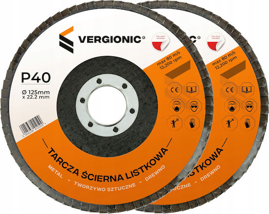 Leaf Disc Lamella 125mm 2pcs Mixed Grit Vergionic