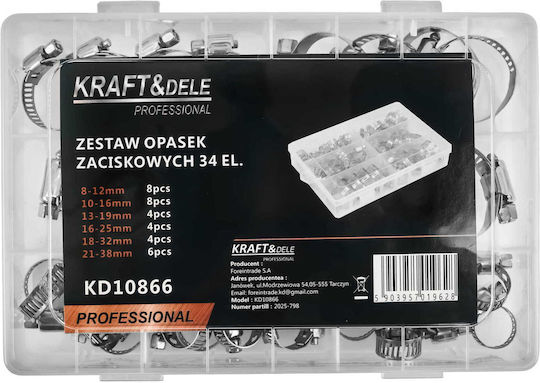 Set 34 Worm Gear Hose Clamps Kd10866