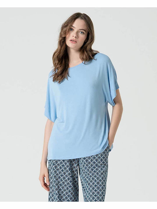 Bluza Damă Oversized Tricou Albastru Deschis