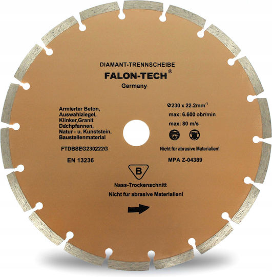 Falon-Tech Δίσκος Κοπής Δομικών Υλικών 230mm