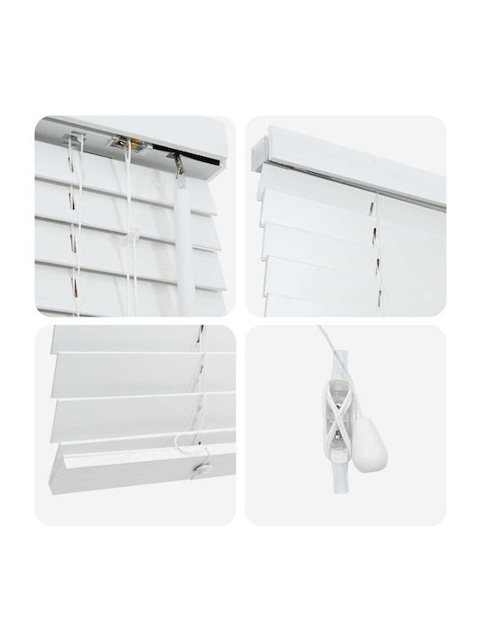 vidaXL Wooden Blind in White Colour W50xH130cm