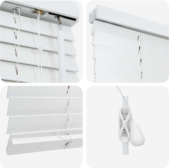 vidaXL Jalousie Sonnenschutz Hölzernes in Weißes Farbe P130xH130cm