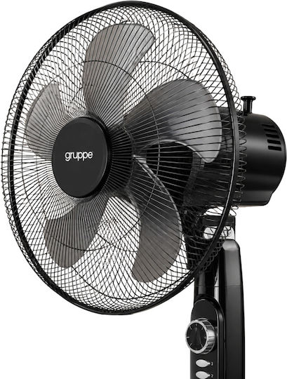 Gruppe FS-40-827 Ανεμιστήρας Ορθοστάτης 45W Διαμέτρου 40cm Μαύρος