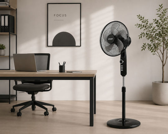 Gruppe FS-40-827 Ανεμιστήρας Ορθοστάτης 45W Διαμέτρου 40cm Μαύρος