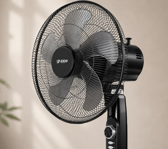 Gruppe FS-40-827 Ανεμιστήρας Ορθοστάτης 45W Διαμέτρου 40cm Μαύρος