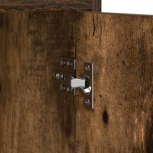 TV Stand Metal & Smoked Oak Wood L130xW33xH47cm